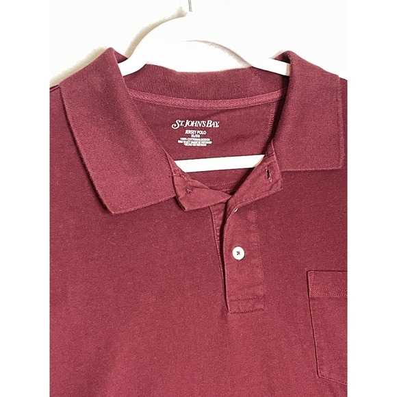 St Johns Bay Mens Cotton Short Sleeve Jersey Polo Collared Shirt Purple Sz XL - Picture 2 of 6
